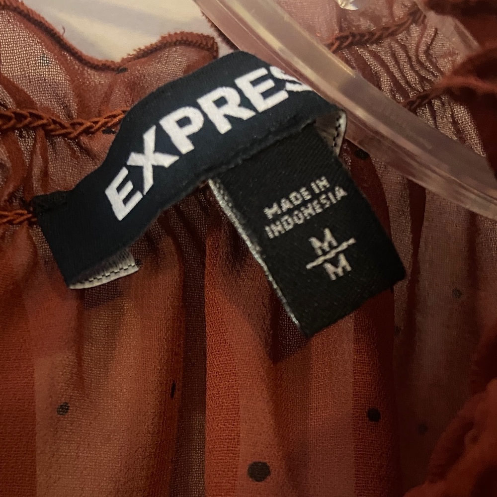 Express Rust Blouse with Ruffle Neck - Picture 3 of 4